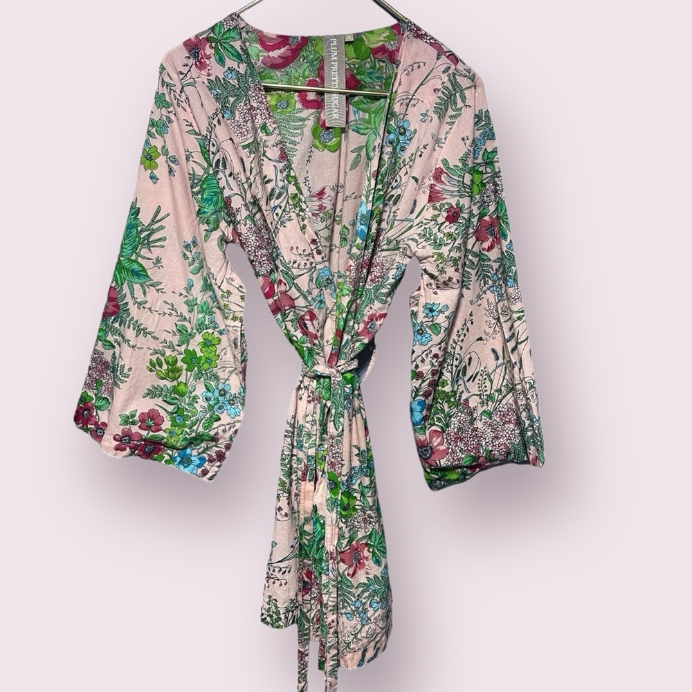 Plum Pretty Sugar Floral Robe - Pink and Green